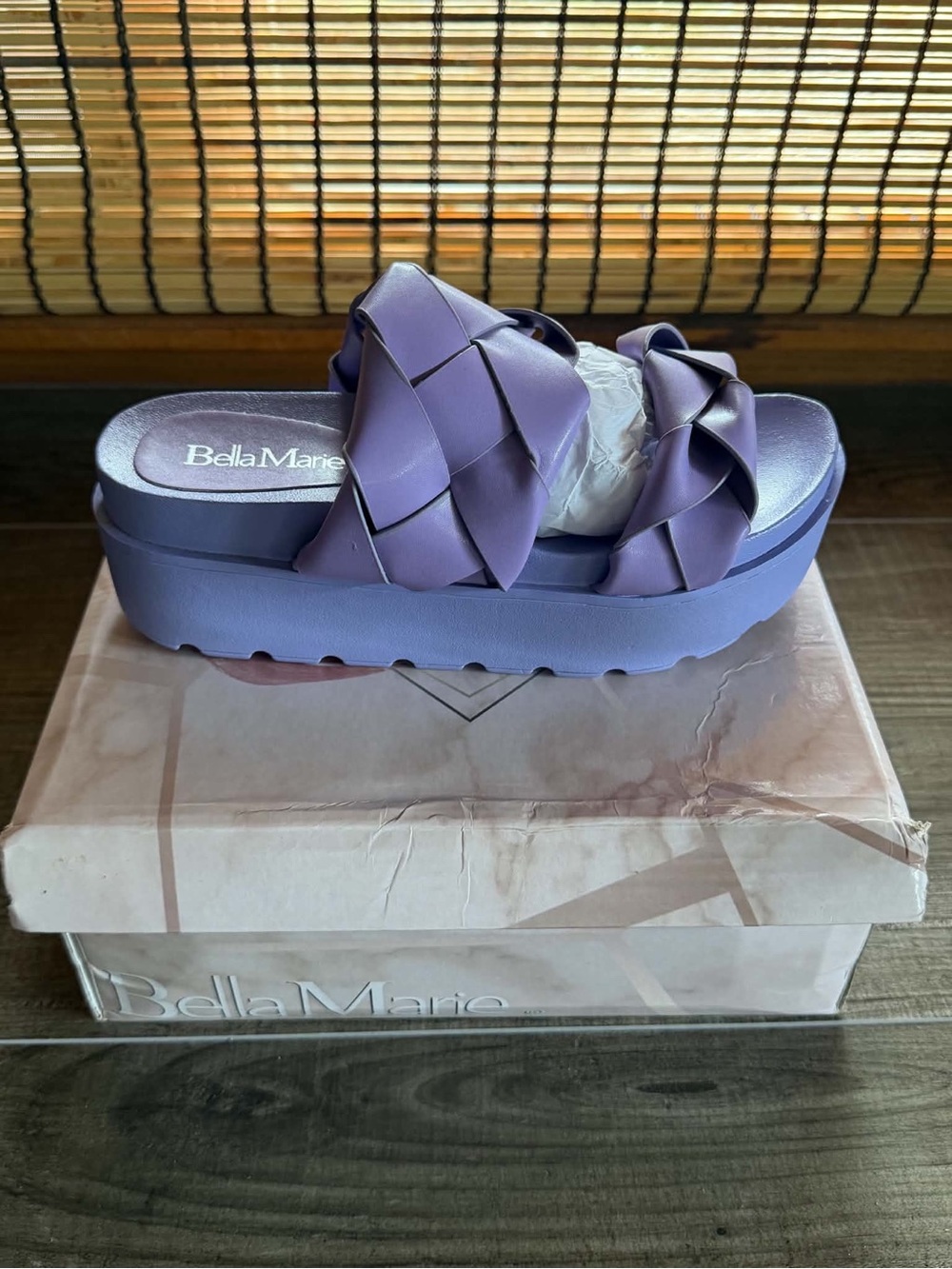 Bella Marie Purple Woven Platform Slide New Sandals - Multiple Sizes - Ships Now